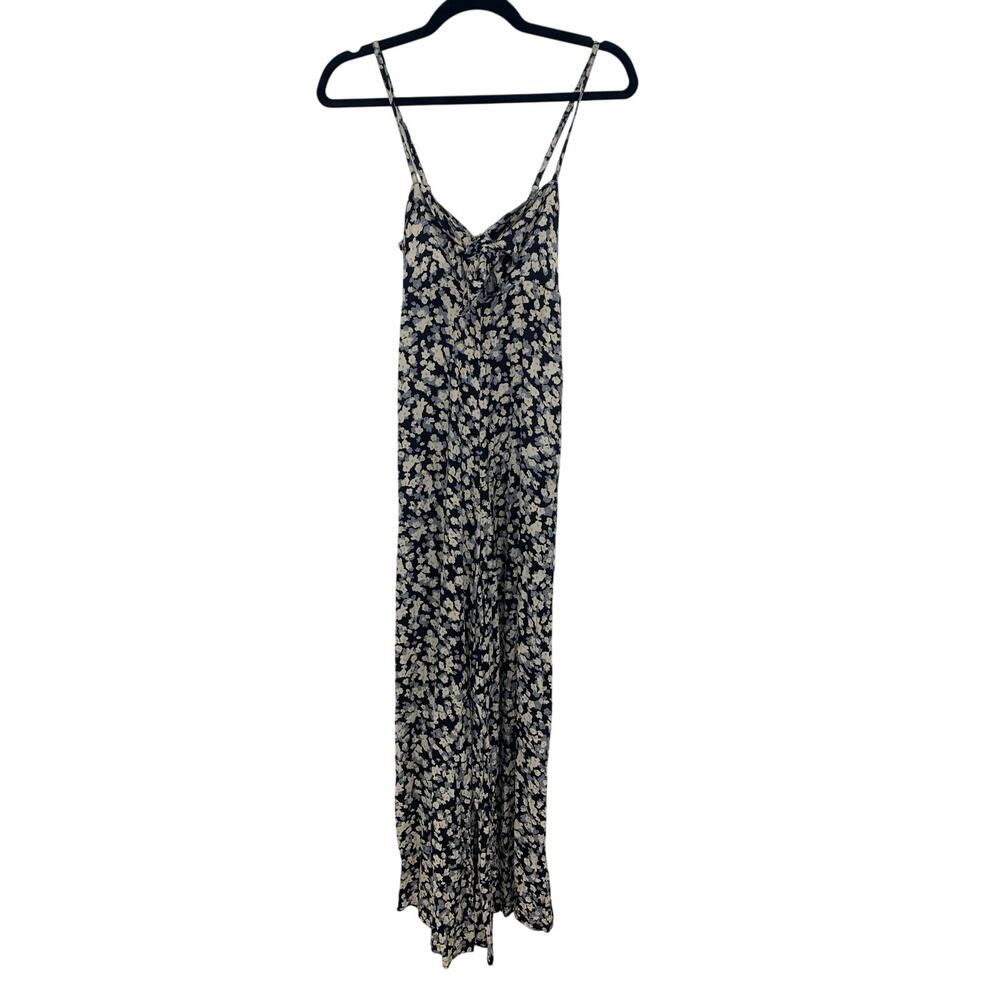 Billabong Black Floral Cream Keyhole Wide Leg Jumpsuit Size Small